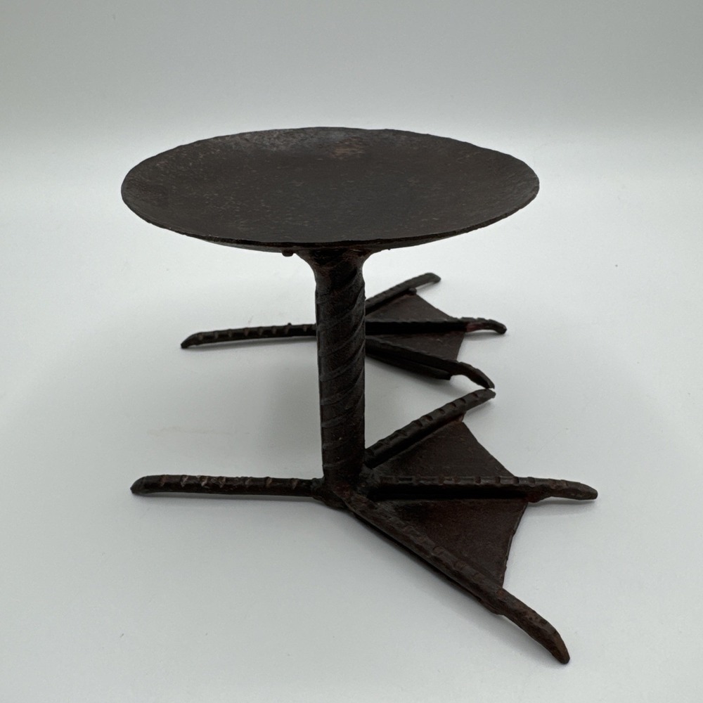 Vintage Handcrafted Welded Steel Bird Foot Candle Holder Rustic Brutalist 7" - Picture 3 of 10